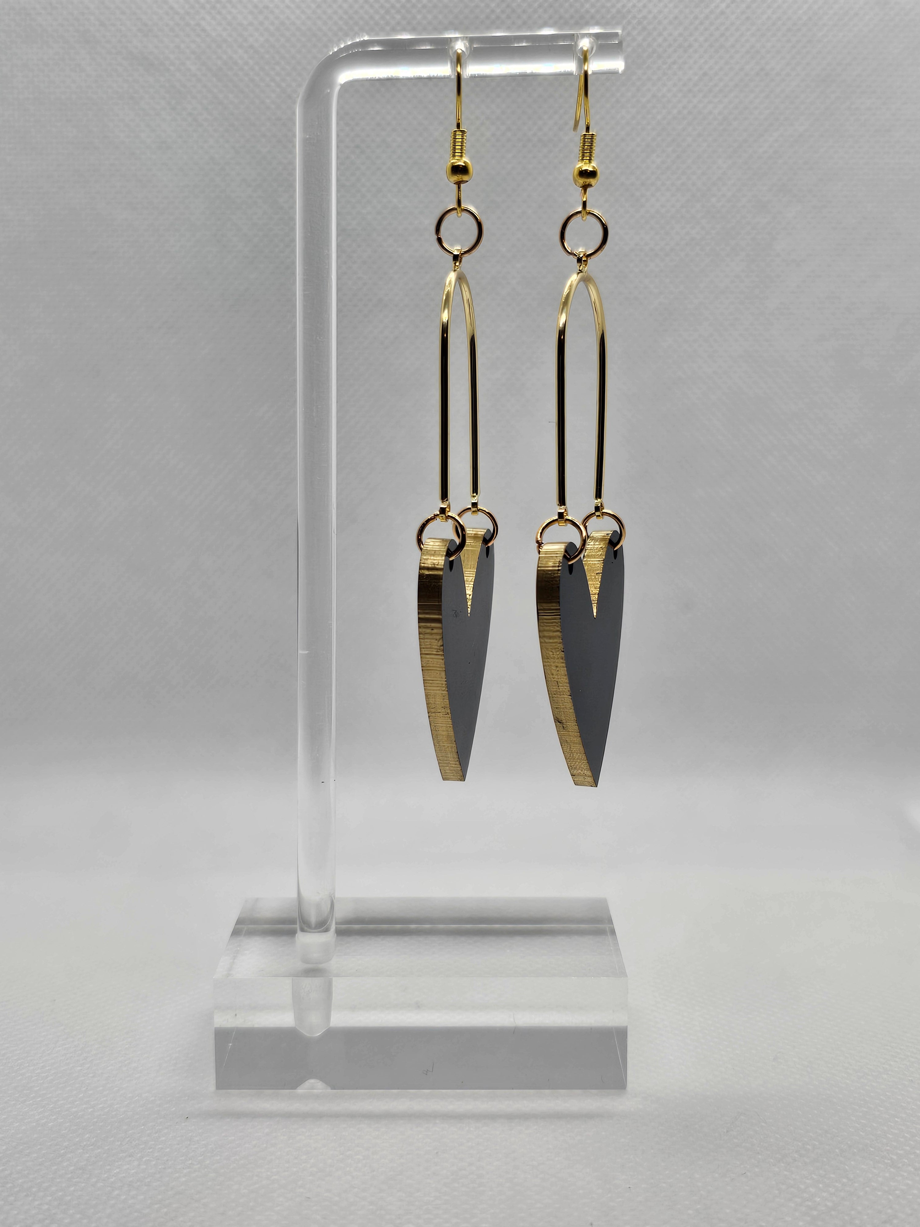 Black/Gold  heart shaped earrings image 1