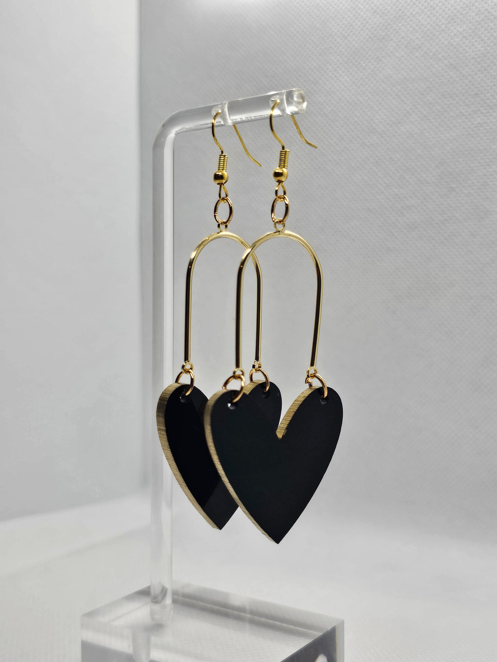 Black/Gold  heart shaped earrings image 0